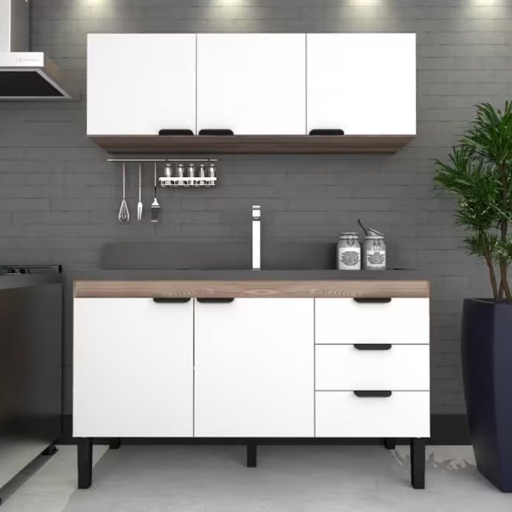 Mueble bajo mesada cocina con aéreo blanco Mueble Bajo Mesada Cocina Con Aéreo Blanco
