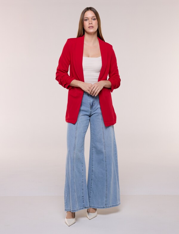 Blazer Crepe Manga Fruncida ROJO