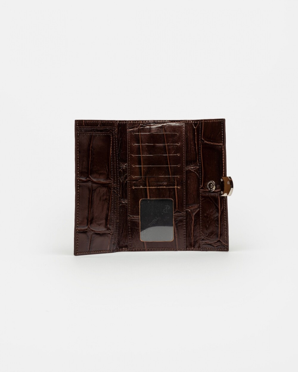 Billetera Dalia En Cuero Grabado Croco Marron