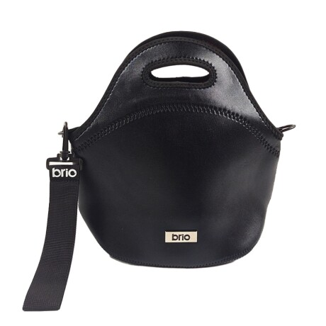 Lunchera Neopreno brio big bro Metalizada Con Correa Ajustable Negro y naranja