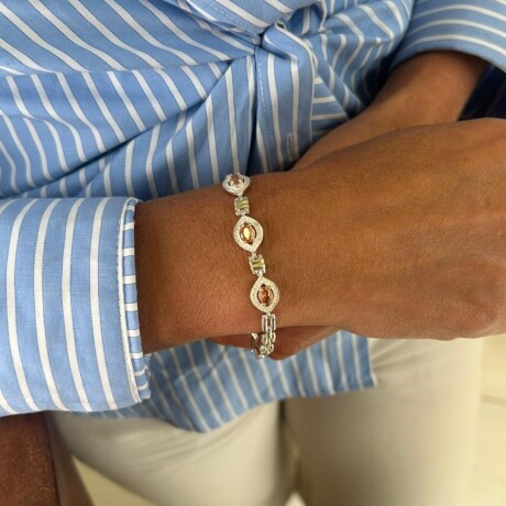 Pulsera 3 Circonias Ambar - Plata y Oro Pulsera 3 Circonias Ambar - Plata y Oro