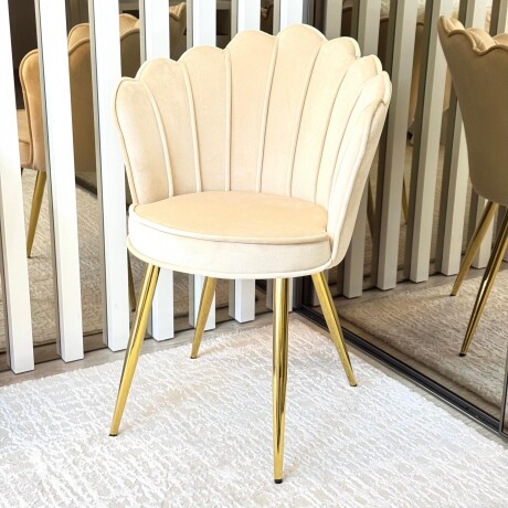 Silla Terciopelo Beige Base Dorada VELVET Silla Terciopelo Beige Base Dorada VELVET