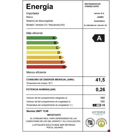 Refrigerador James Inverter Modelo RJ 30 M SBSI G2 Refrigerador James Inverter Modelo RJ 30 M SBSI G2
