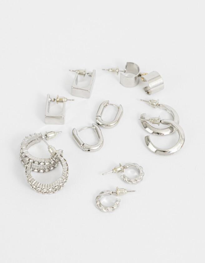 Aros Argollas Set Metal Set De Argollas Essential - Plateado