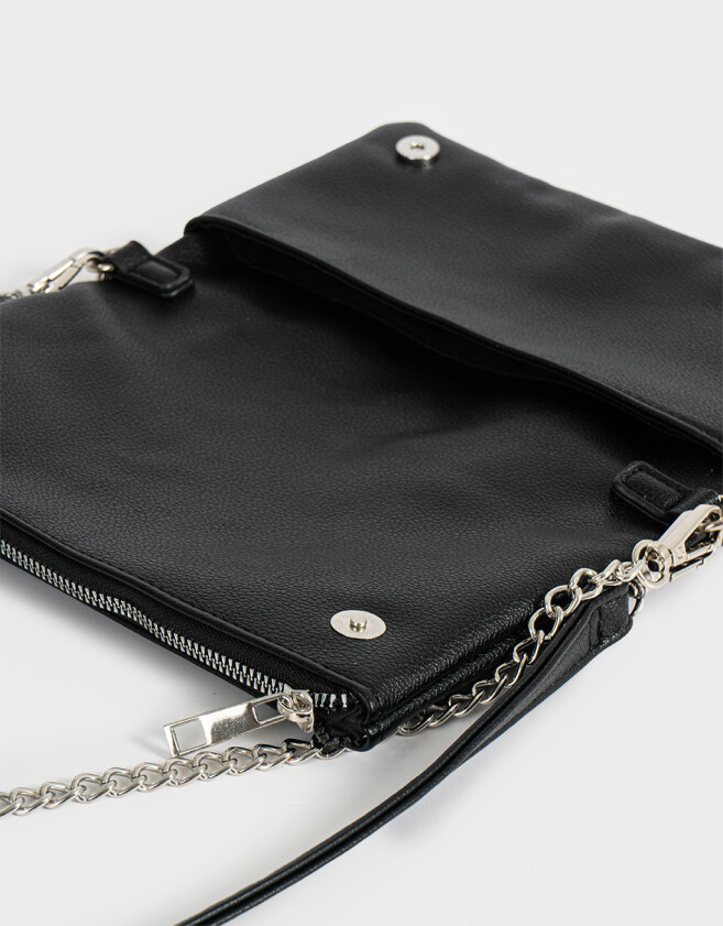 Bandoleras Boho Bandolera De Cuerina Con Solapa - Negro