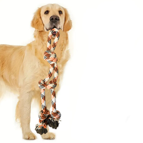 Juguete Cuerda de Morder Doble Grande con Nudos para Perros Naranja