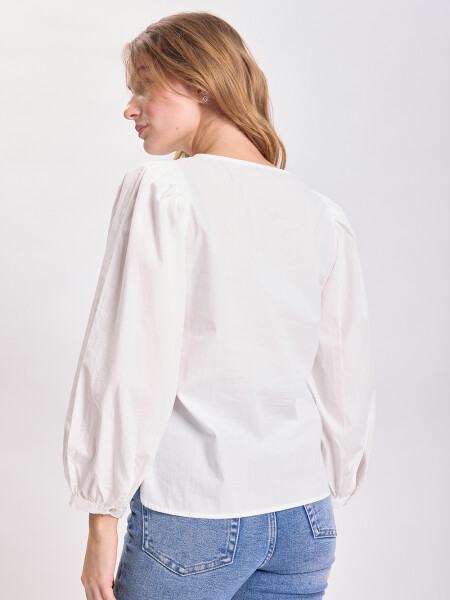 Blusa manga balloon Blanco