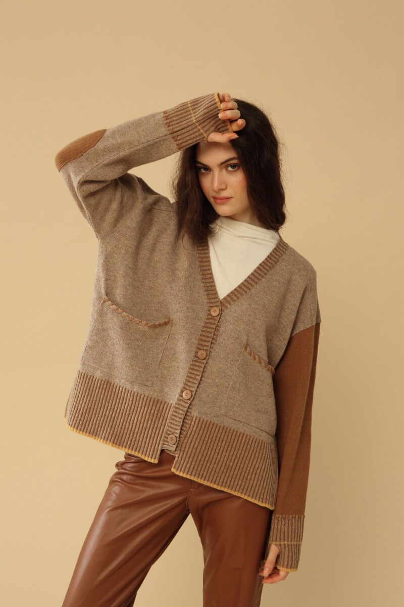 PRE VENTA · Saco Espiga Visón beige y chocolate