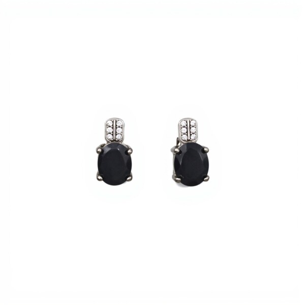 Caravanas Oval-Plata 925-Piedra Zafiro y zirconia-CA3283 conpiedra