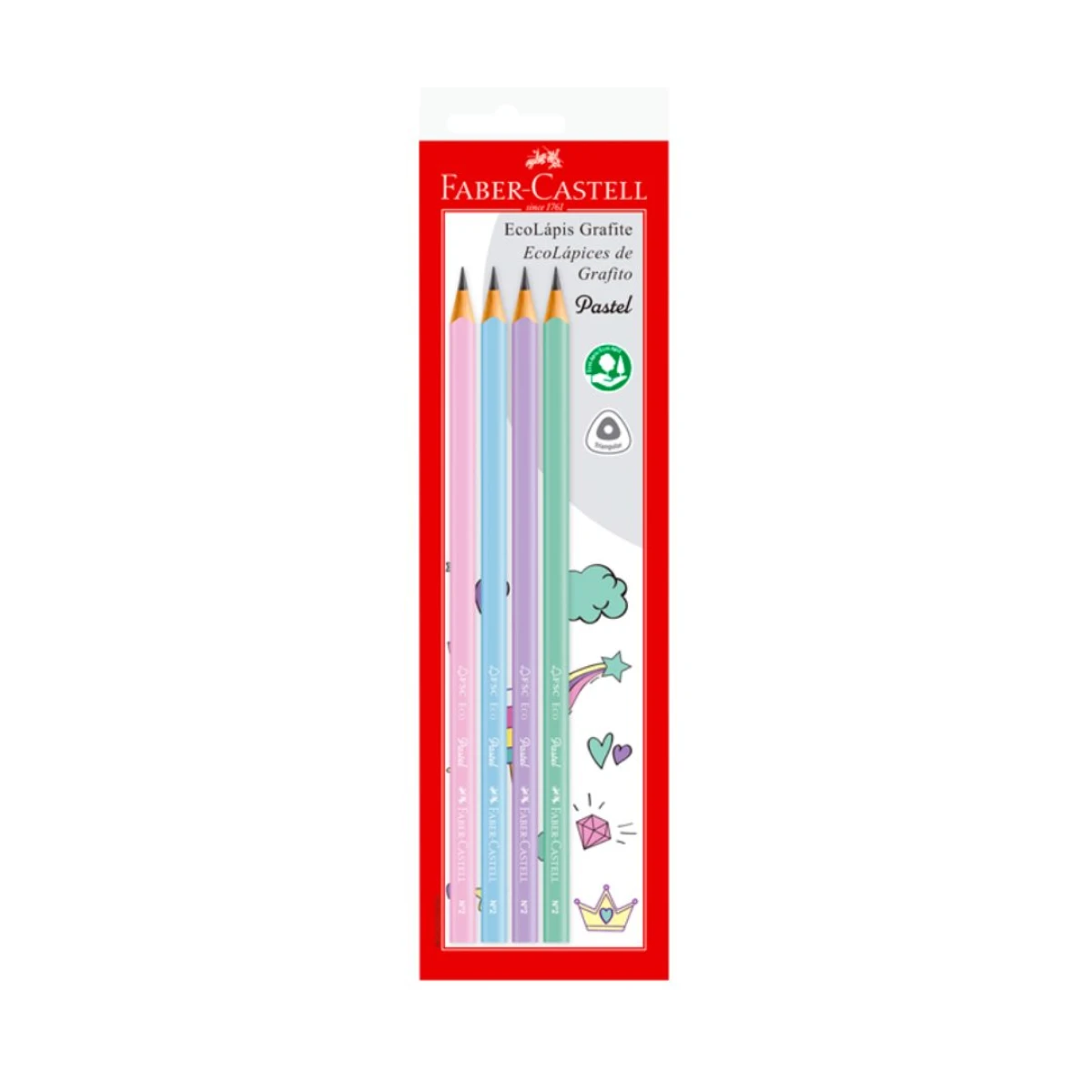 LAPICES DE ESCRIBIR FABER BLISTER 4 UNI PASTEL 