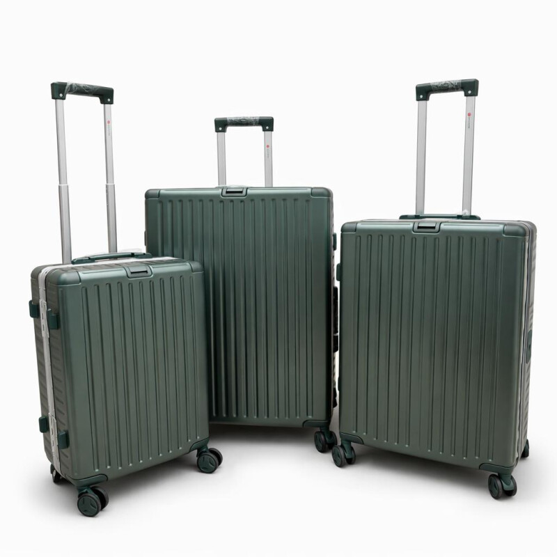 Set de Valijas Rígidas x3 con Ruedas 360° – Equipaje de Viaje Verde