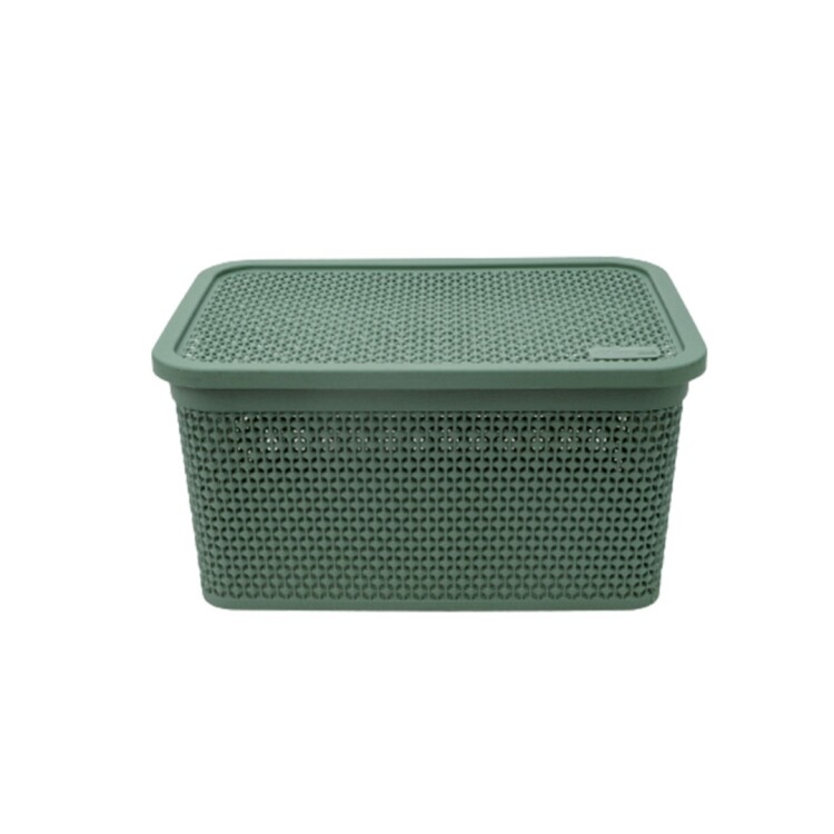 CAJA ORGANIZADORA SIMIL RATTAN 7,5 LITROS VERDE VERDE