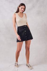 Top Lurex Escote V Beige Melange
