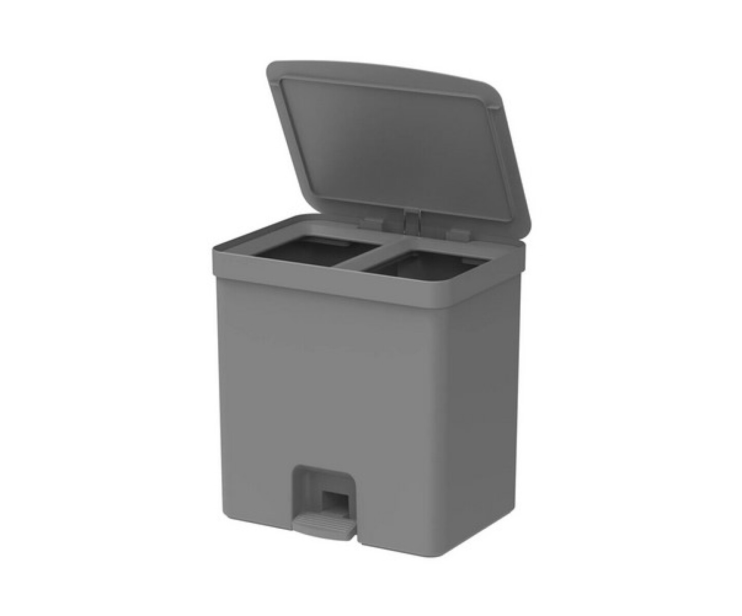Papelera doble compartimento con pedal 20L - Gris 