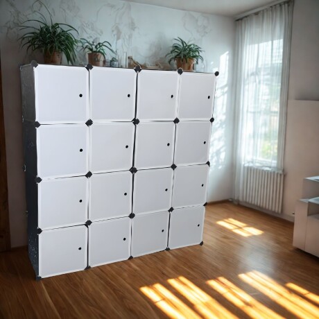 Armario de Plástico Lumax 16 Compartimentos Portátil Blanco