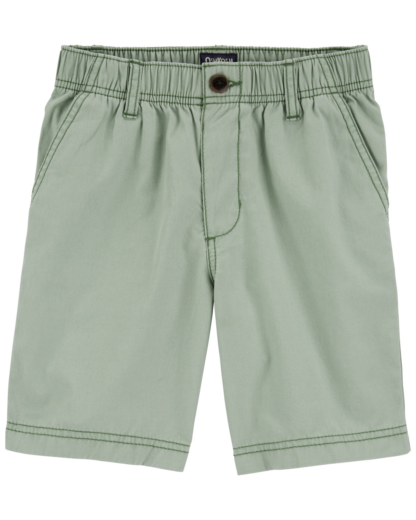 Short de sarga elastizado, verde. Talles 6-14 Sin color