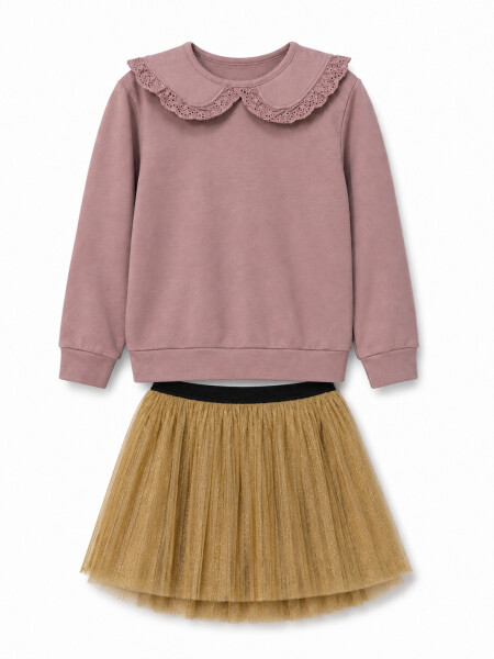 CONJUNTO TAMI BUZO Y FALDA ROSADO