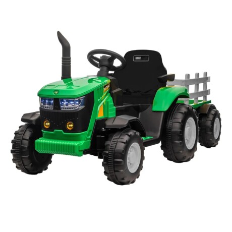 Tractor con Remolque Lumax a Batería con Luces, Sonido, MP3 y USB Verde