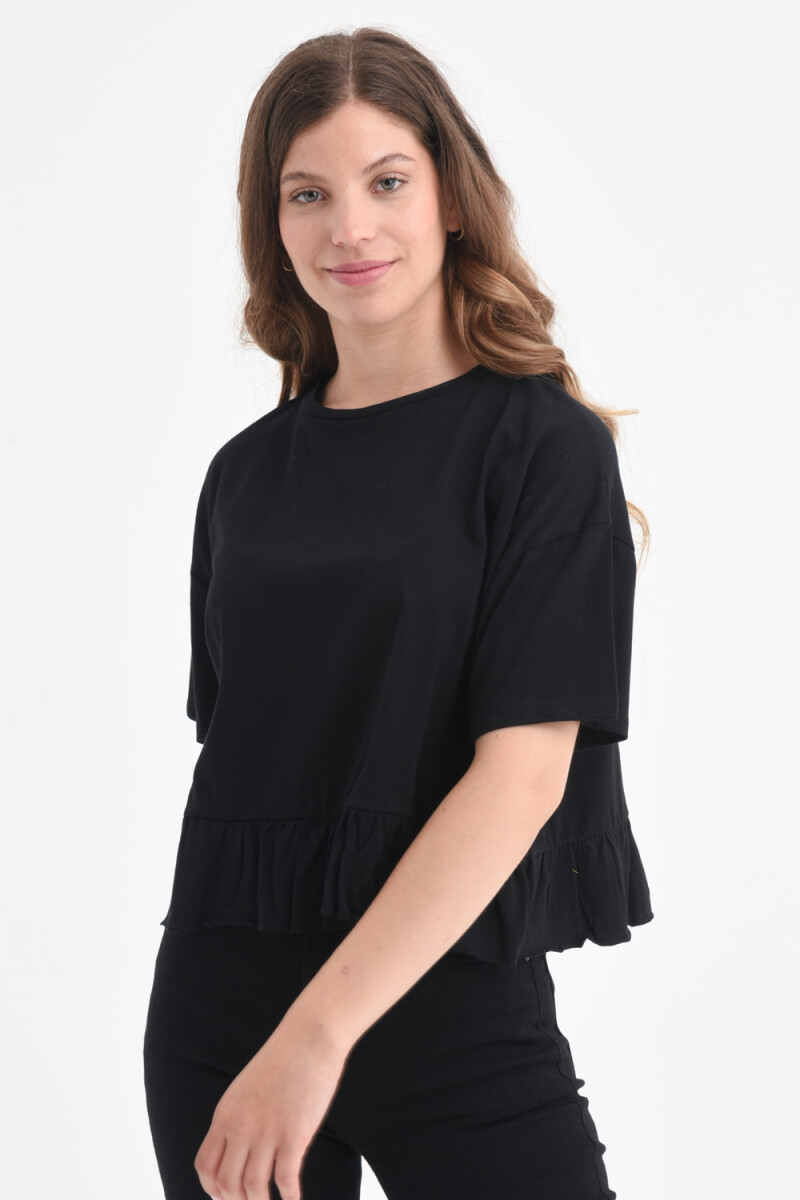 Camiseta con volados manga corta algodón orgánico - Negro 