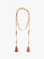 Collar Largo Con Abalorios Y Borlas multicolor