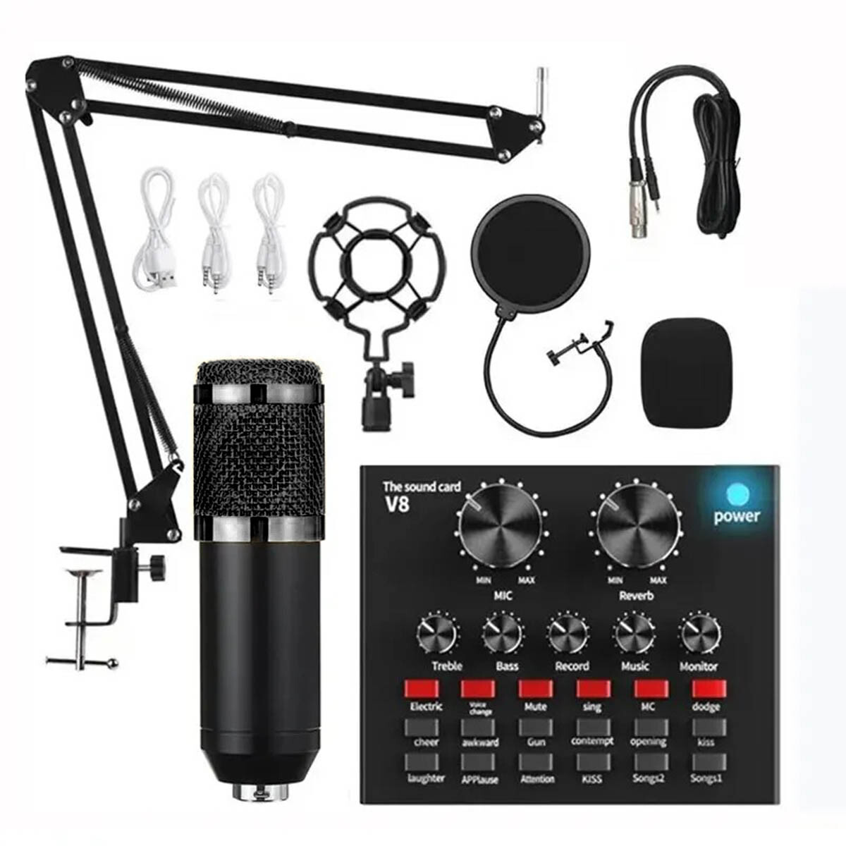 Set Micrófono Completo Estudio Grabación Podcast Pro - Negro 