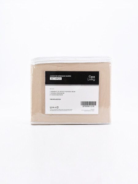 SABANAS JUEGO QUEEN BEIGE