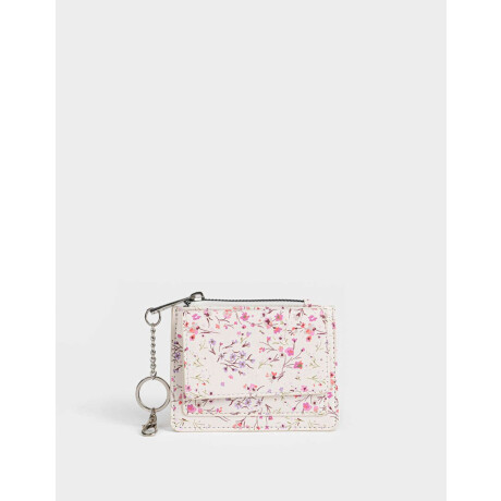 Monedero Cuerina Solapa Estampado Flores