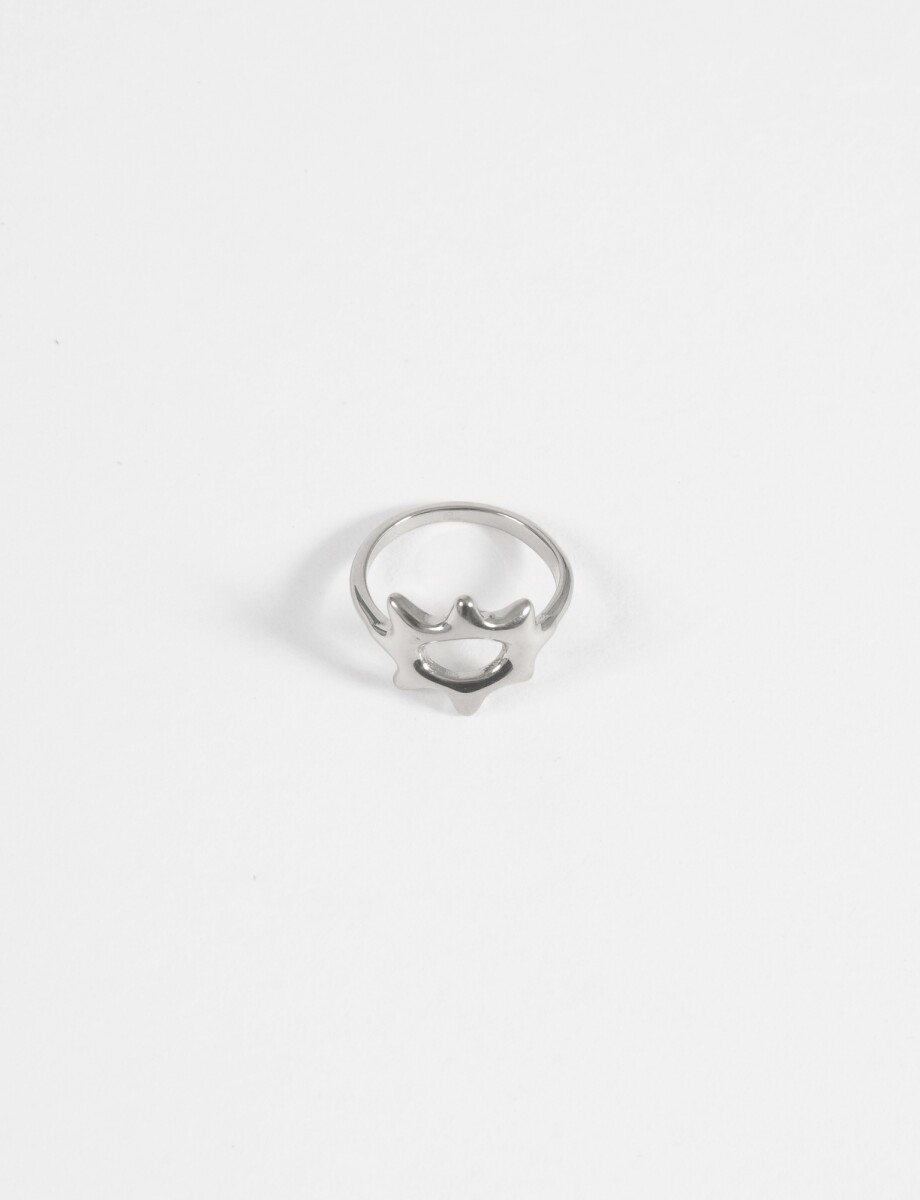 Anillo estrella hueco acero - plateado 