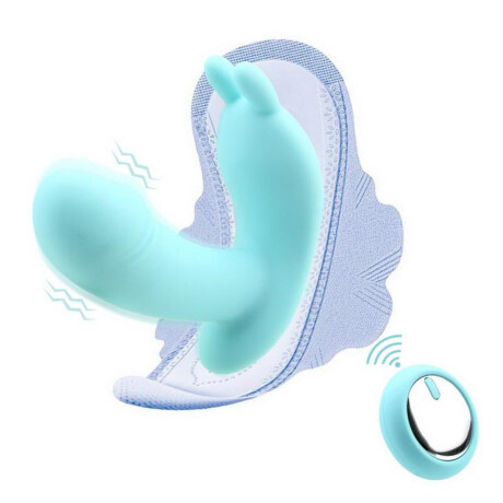 Vibrador Doble Estímulo A Control Remoto Y Carga USB Turquesa
