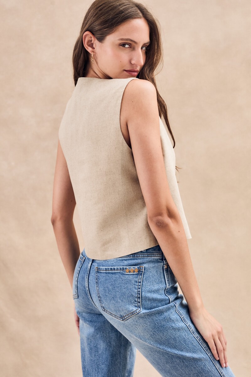 Chaleco Lino Crudo Melange