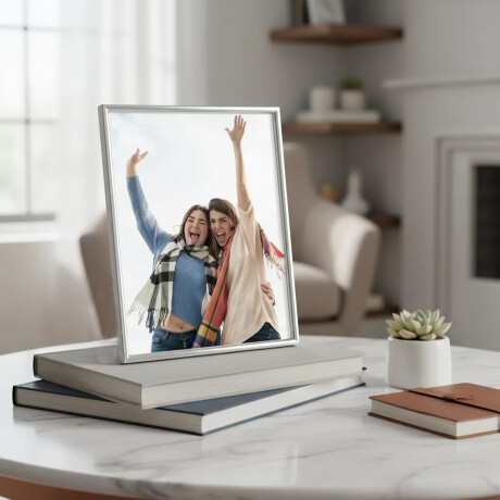 Portar Retrato Marco Clásico para Fotos 10x15Cm Vidrio Metal Plateado