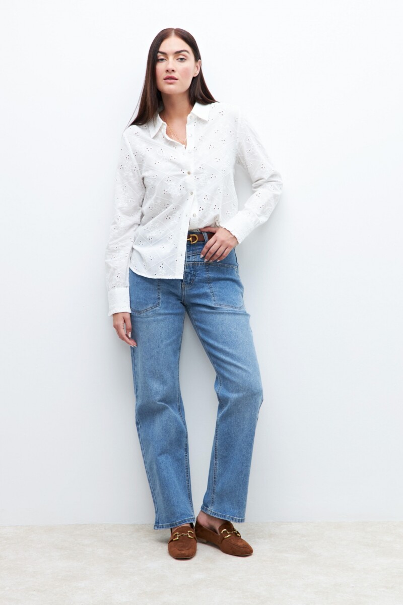 Camisa de broderie - blanco 