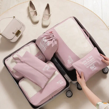 Set X6 Organizadores de Equipaje Valija Mochila Ropa p/Viaje Rosa