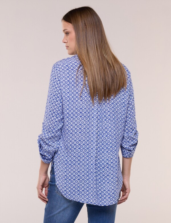 Camisa Manga Larga Con Estampa AZUL/BLANCO