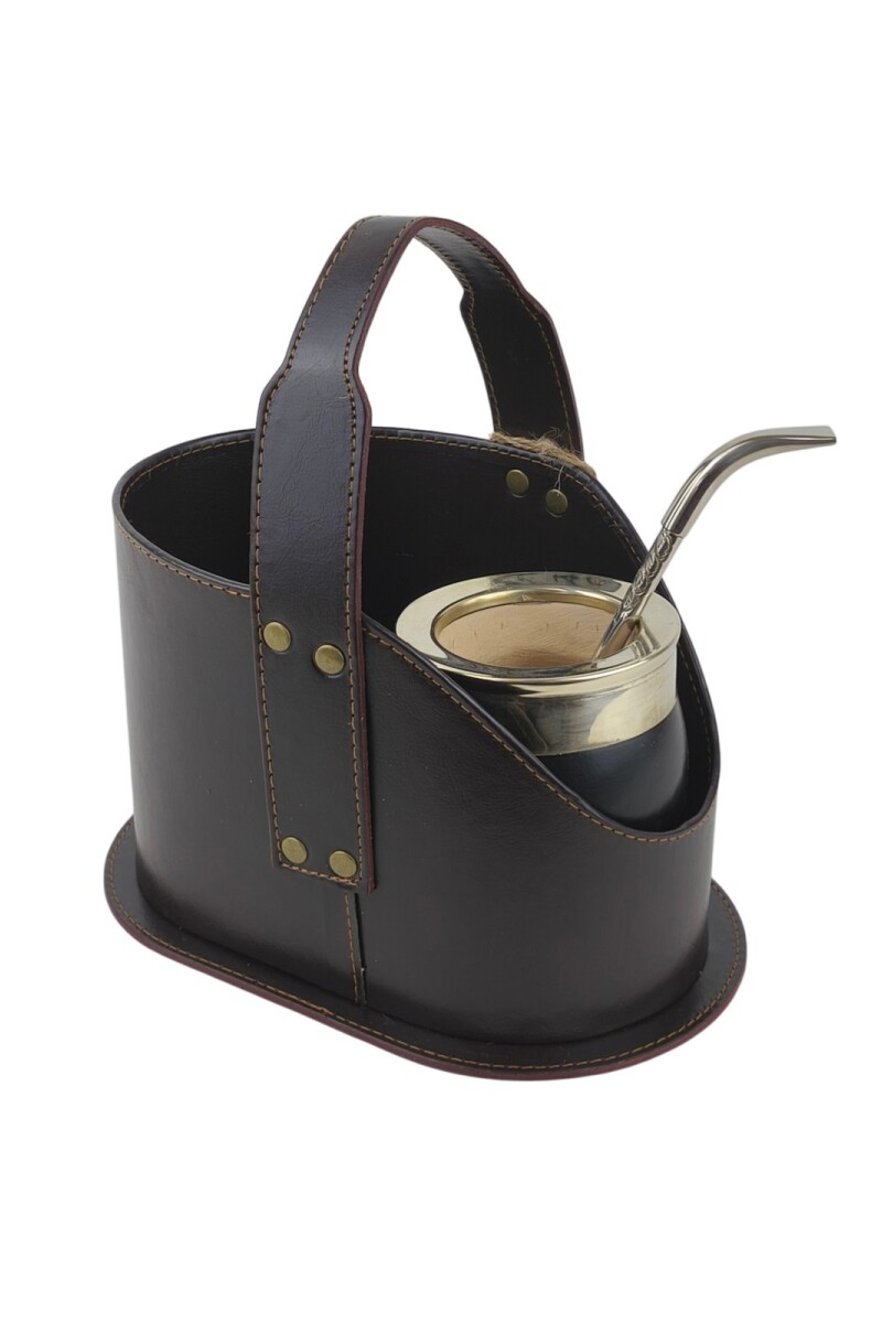 Set de matera + mate imperial de alpaca + bombilla de alpaca Negro liso