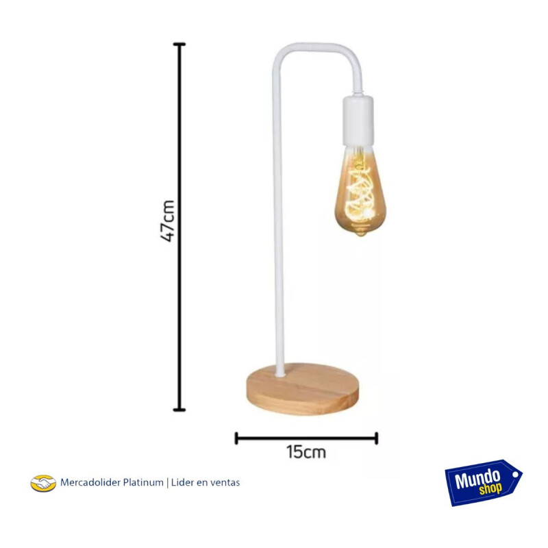 Lampara De Escritorio Metal Y Madera Retro Blanco