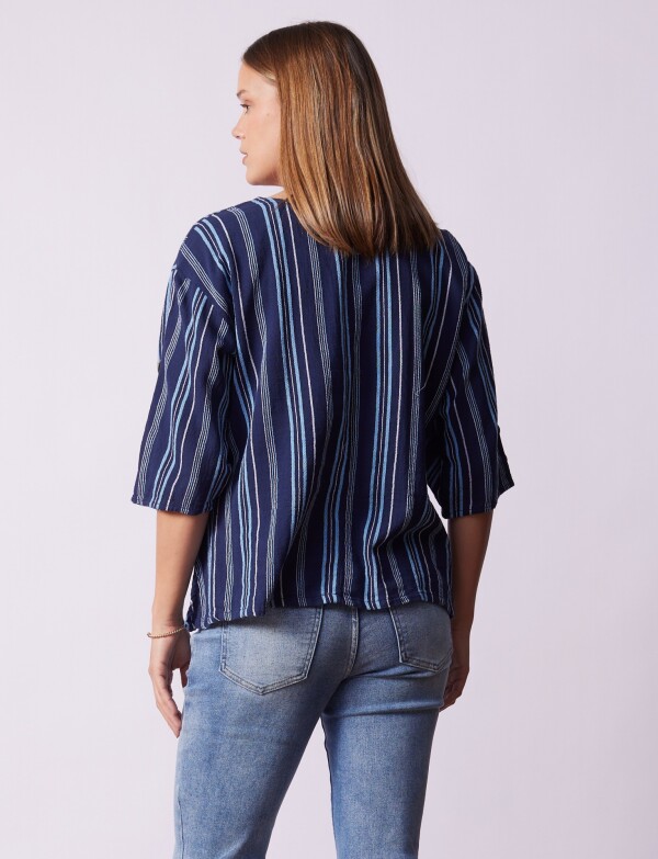 Blusa Algodon Botones AZUL/MULTI