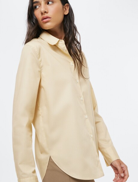 CAMISA BÁSICA A RAYAS - BEIGE AMARILLO