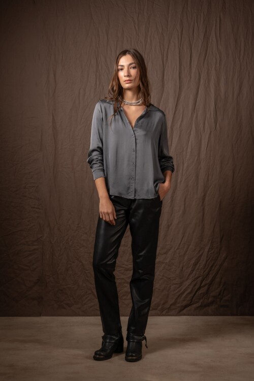 Camisa lisa dama Gris