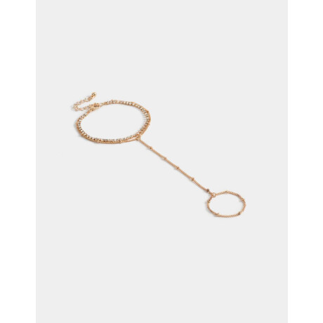 Pulsera Flexible Con Anillo Unido Dorado