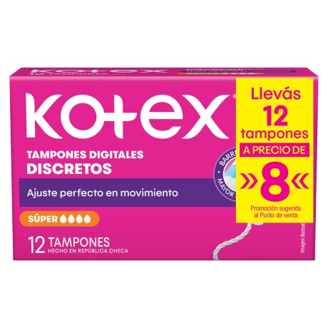 Tampones Kotex Super 12 Unidades Tampones Kotex Super 12 Unidades