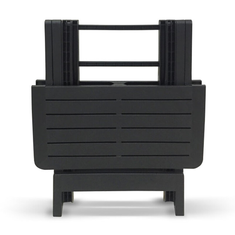 Set x2 Silla Plegable Simil Madera + Mesa Plegable NEGRO