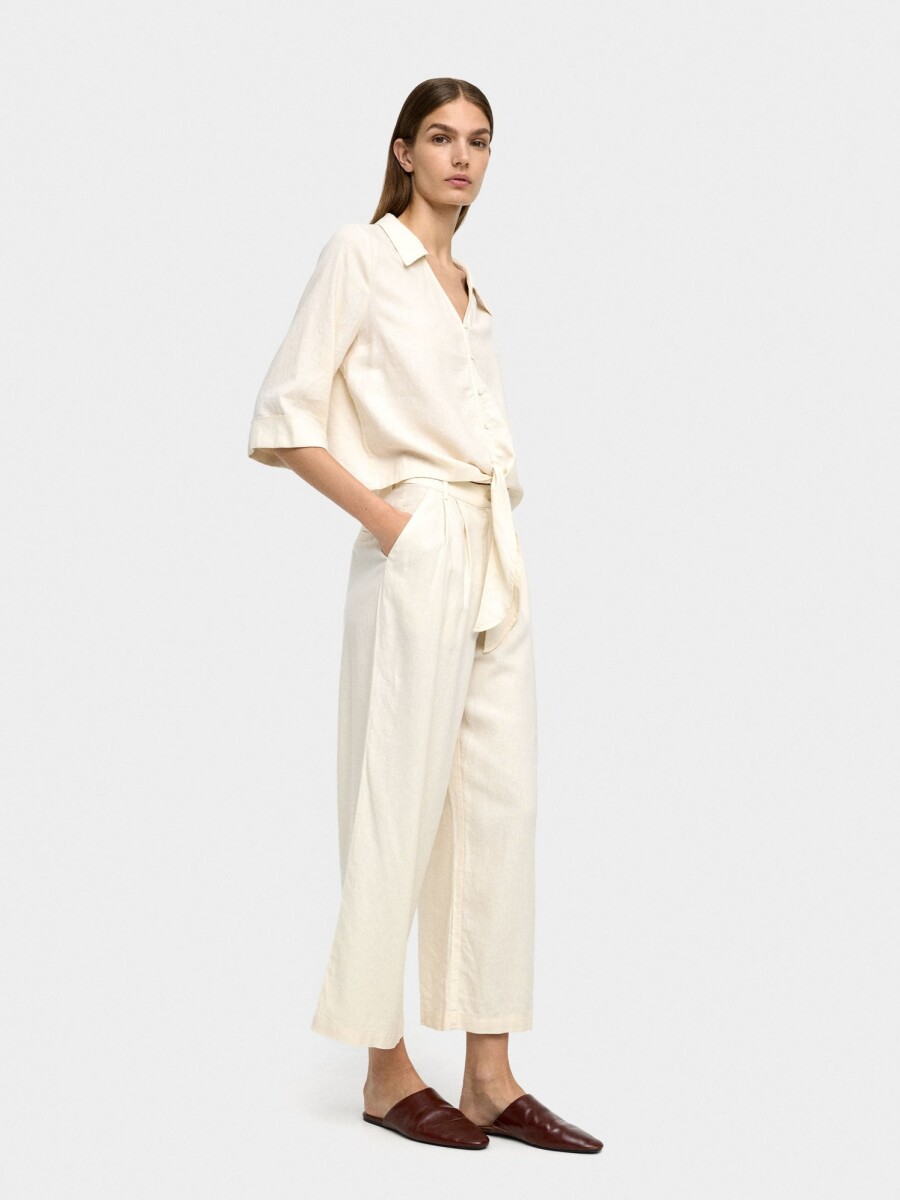 Pantalón Con Lino crudo