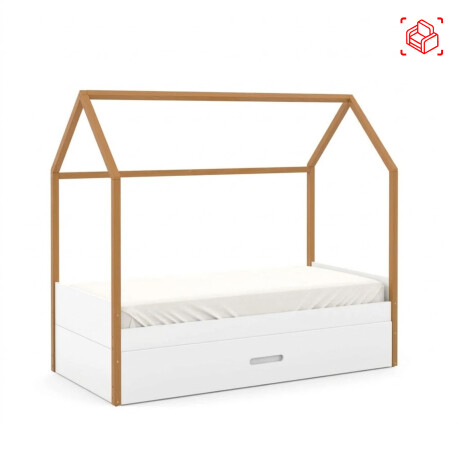 CAMA MARINERA CASITA 1 PLAZA MDF-Y-MADERA BLANCO TUTTO