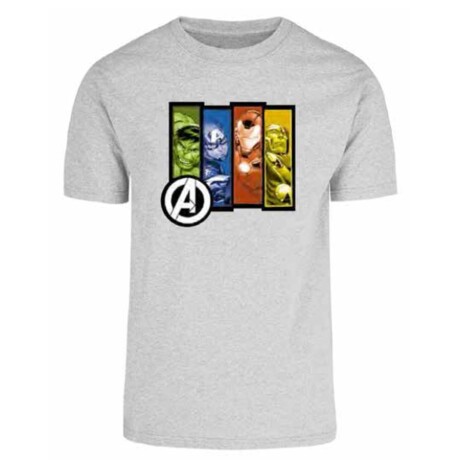 Camiseta Remera Infantil Marvel Avengers GRIS-CLARO