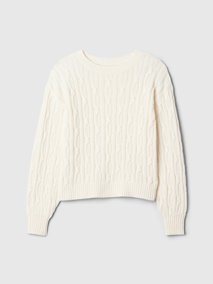 Buzo Cuello Redondo Niña - Ivory Frost 