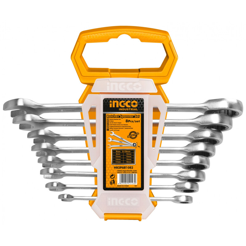 JUEGO DE 8 LLAVES CRIQUE COMBINADAS CURVO INGCO 8-19MM HKSPAR1082 JUEGO DE 8 LLAVES CRIQUE COMBINADAS CURVO INGCO 8-19MM HKSPAR1082