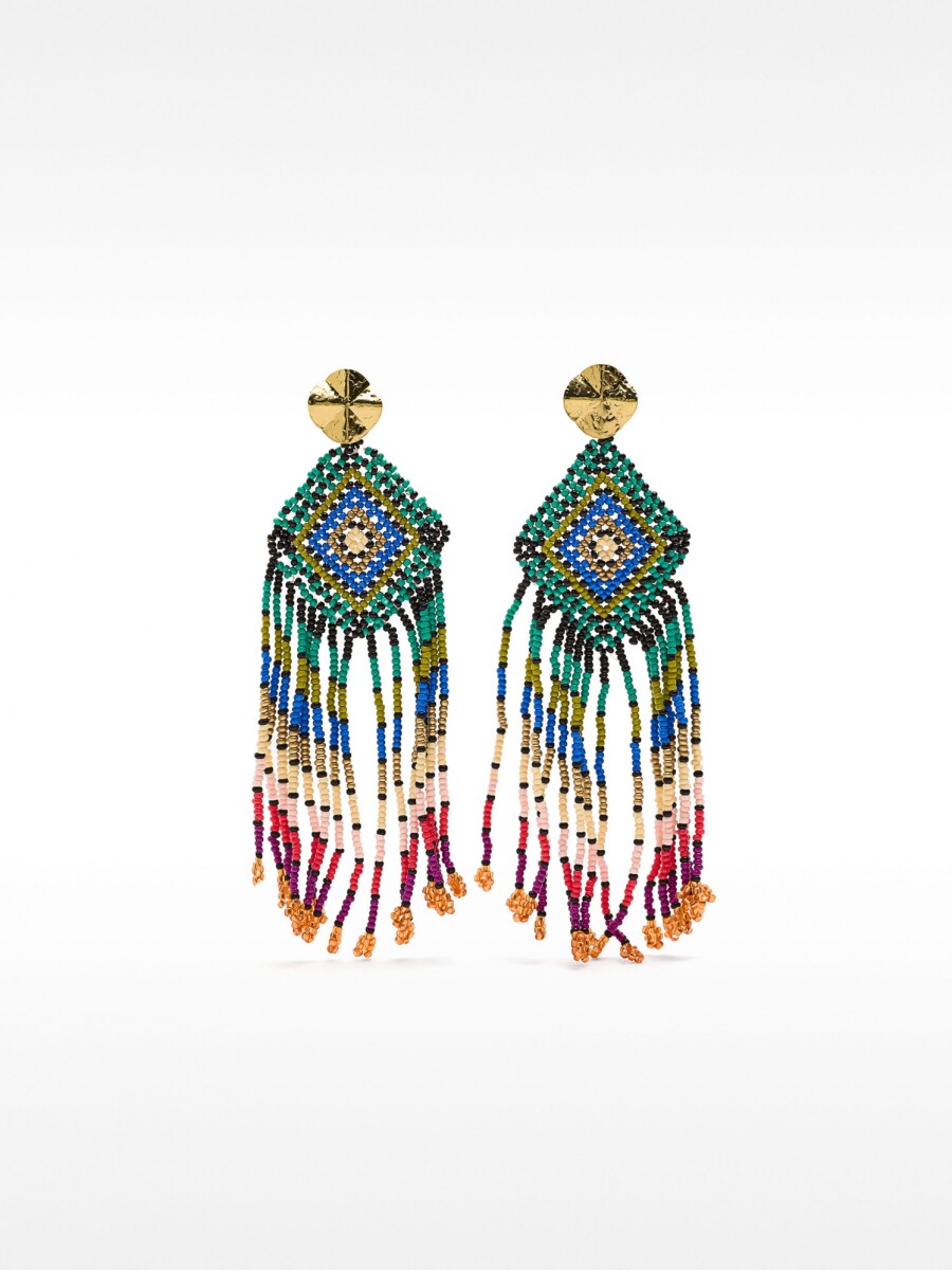 Pendientes De Rombo A Rayas Con Abalorios multicolor