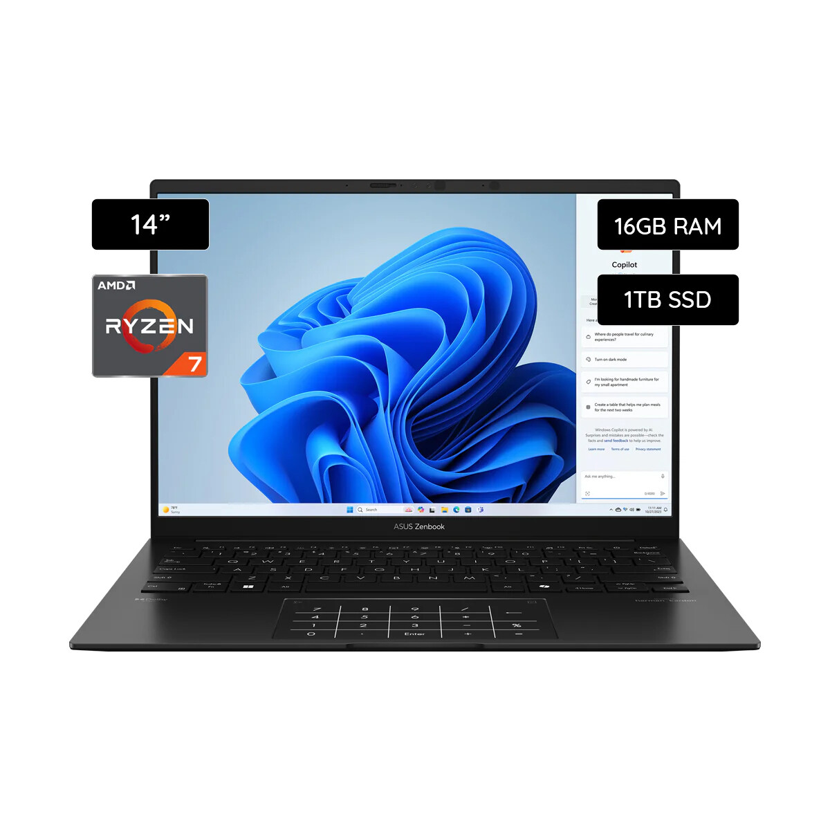 Notebook ASUS Zenbook 14 UM3406HA-QD015W Ryzen 7 8840HS 1TB 