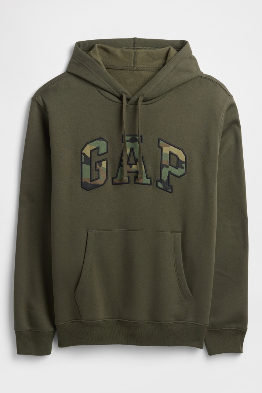 Buzo Canguro Logo Gap Camo Hombre Black Moss